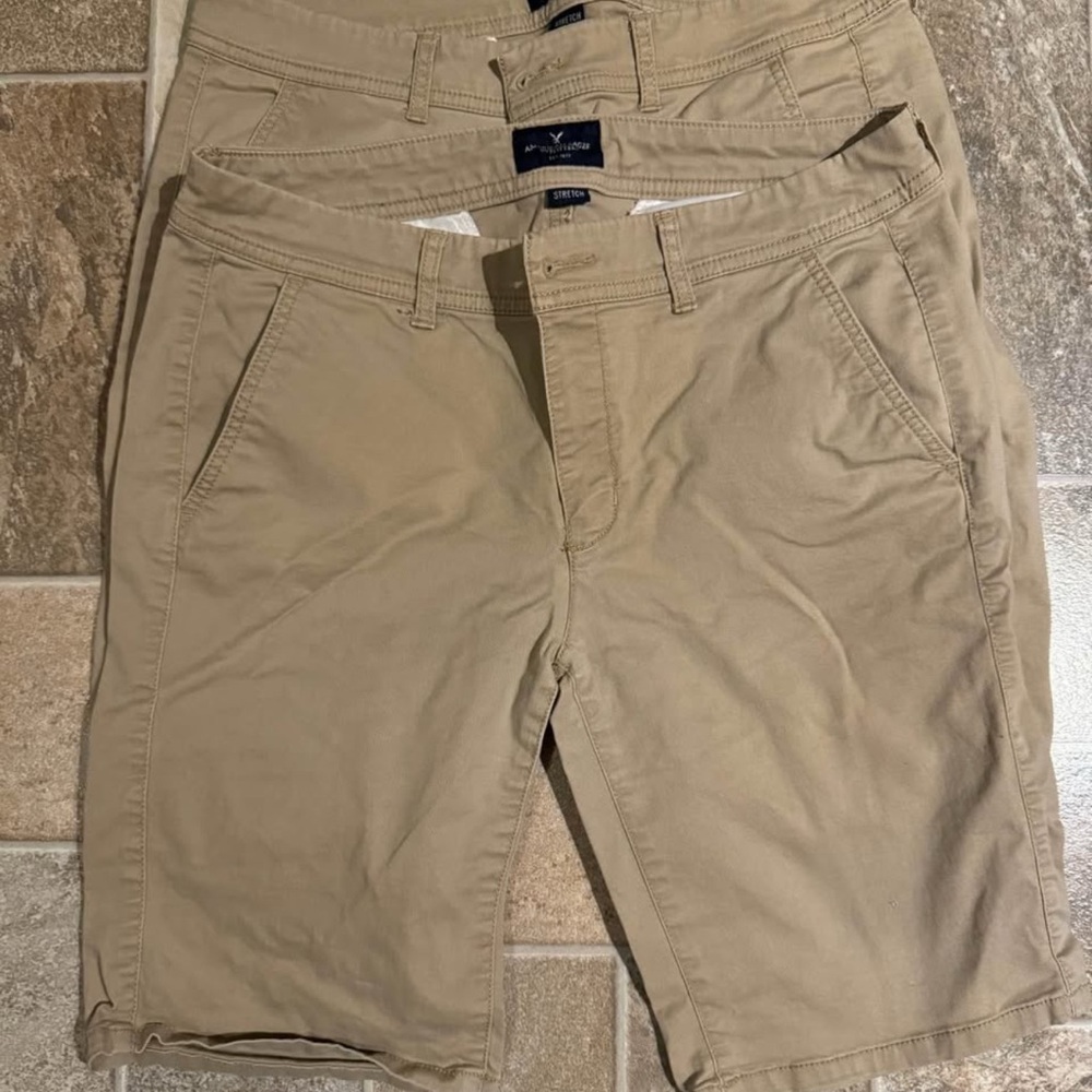 2 pair of American Eagle Outfitters Tan Flat Front Shorts